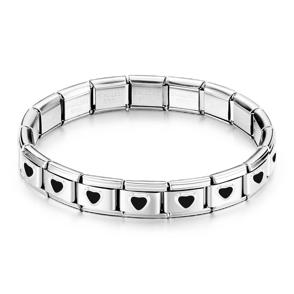 Bracelet À Breloques Italien Vintage Black Love - votrecollierprenomfr