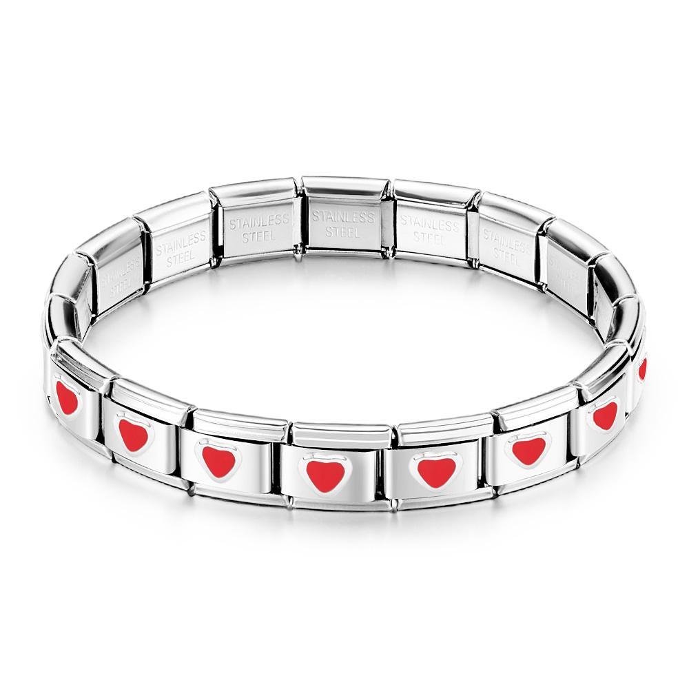 Bracelet À Breloques Italien Vintage Red Love - votrecollierprenomfr