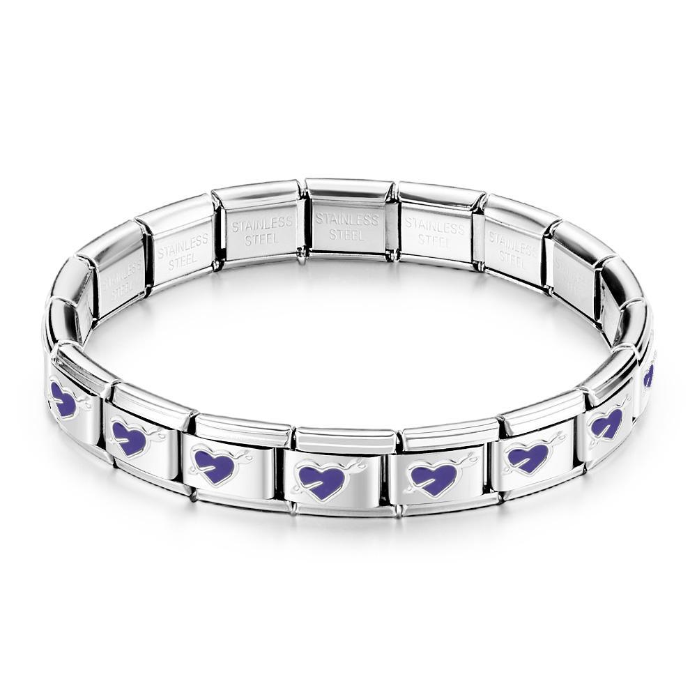 Bracelet À Breloques Italien Vintage Violet Au Premier Regard - votrecollierprenomfr