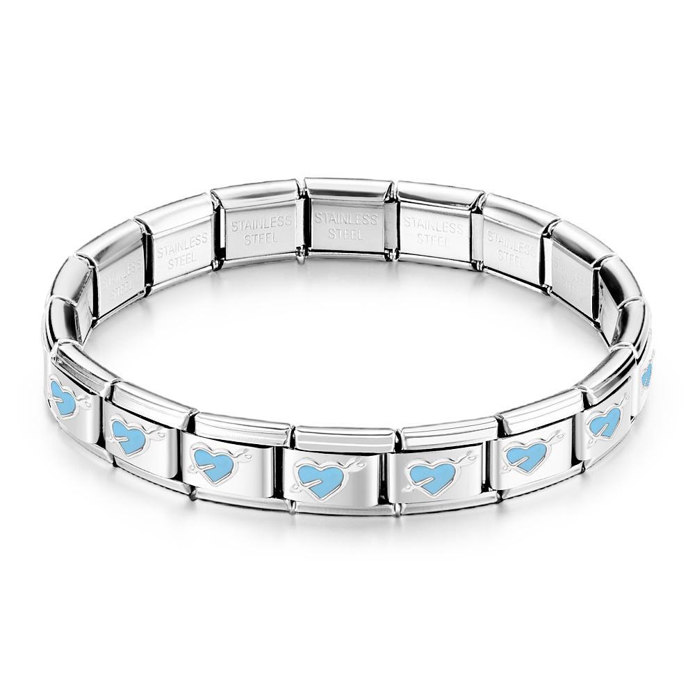 Bracelet À Breloques Italien Vintage Bleu Clair Coup De Foudre - votrecollierprenomfr