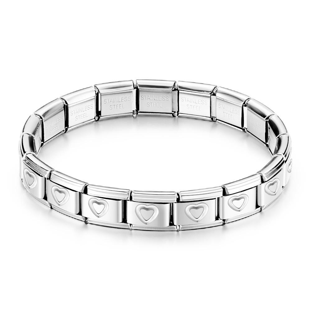 Bracelet À Breloques Italien Vintage En Forme De Cœur En Argent - votrecollierprenomfr