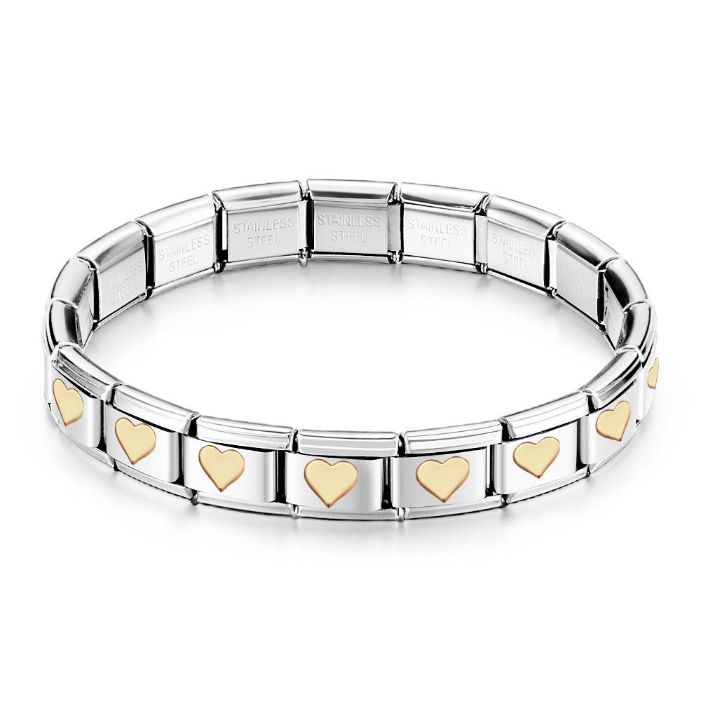 Bracelet À Breloques Italien Vintage Coeur En Or - votrecollierprenomfr