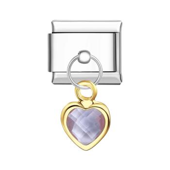 Pendentif Coeur Violet Charm Italien Pour Bracelets À Charms Italiens Lien Composable - votrecollierprenomfr