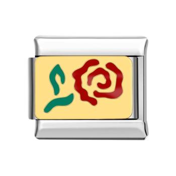 Nouveau Breloque Italienne Fleur Rouge Pour Bracelets Porte-bonheur Italiens Lien - votrecollierprenomfr