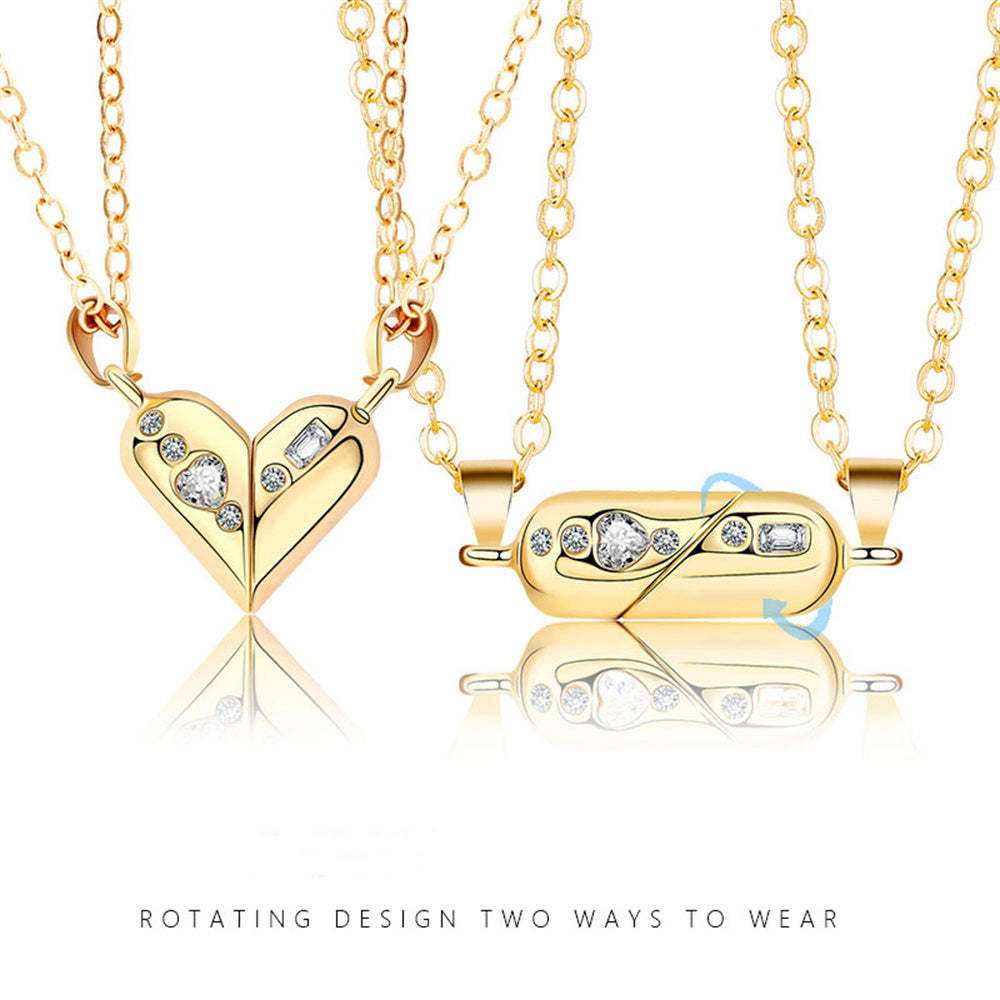Colliers De Couple Rotatifs Magnétiques, Collier En Forme De Cœur, Cadeaux Pour Elle Et Lui - votrecollierprenomfr