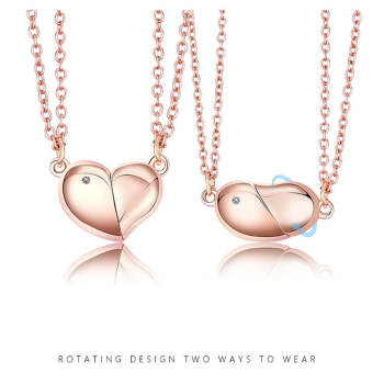 Colliers Rotatifs Magnétiques, Collier En Forme De Cœur, Cadeaux De Couple Pour Elle Et Lui - votrecollierprenomfr