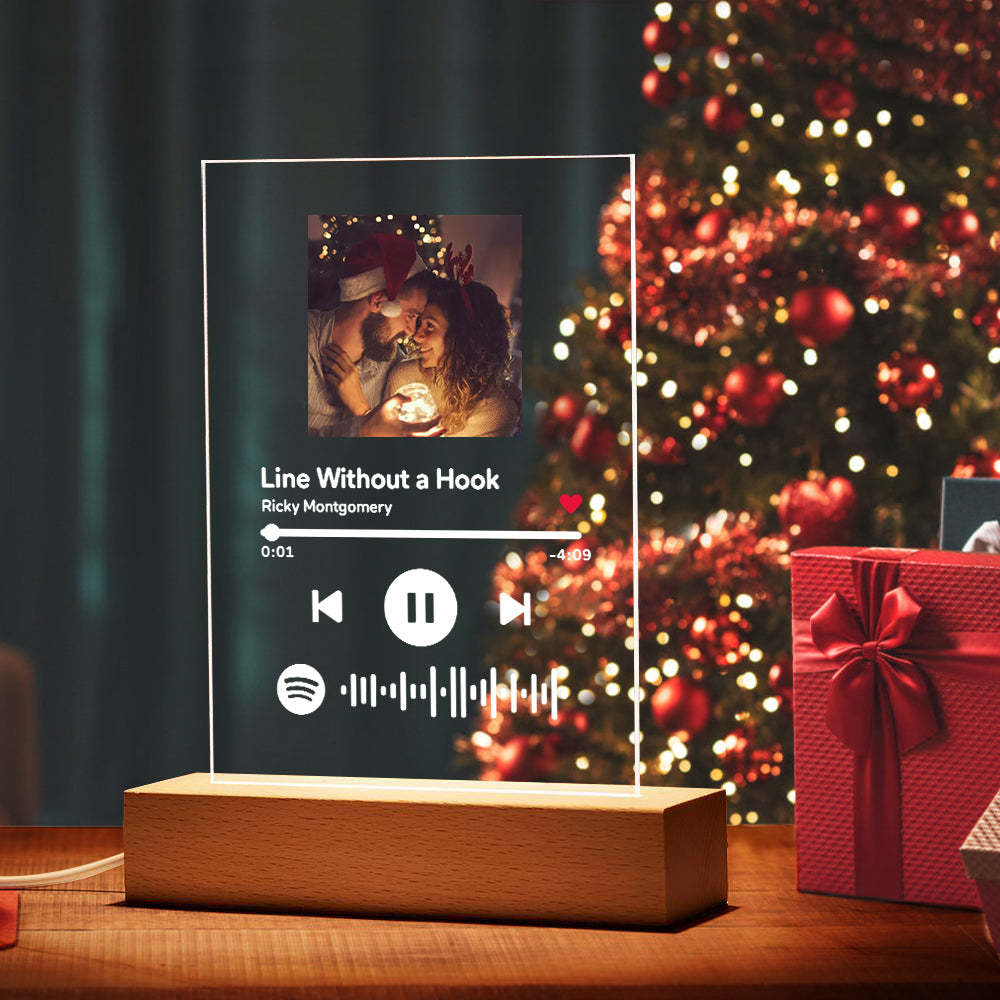 Lampe À Code Spotify Personnalisée Scannable, Plaque Musicale En Acrylique, Veilleuse, Cadeaux De Noël Romantiques - votrecollierprenomfr