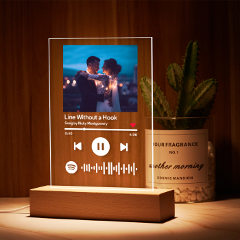 Lampe À Code Spotify Personnalisée Scannable, Plaque Musicale En Acrylique, Veilleuse, Cadeaux De Noël Romantiques - votrecollierprenomfr