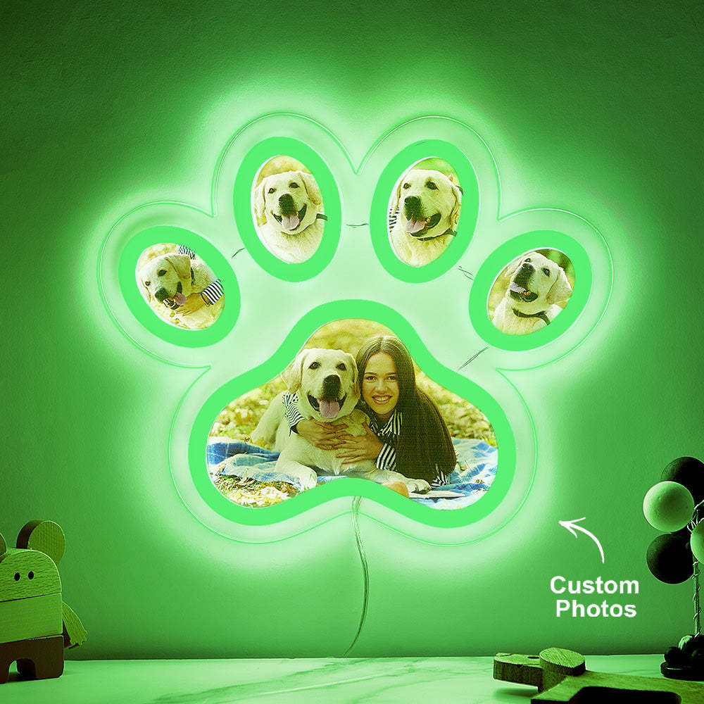 Lampe Néon Avec Photo Personnalisée En Forme De Patte D'animal De Compagnie, Veilleuse Commémorative Personnalisée À Luminosité Réglable, Cadeaux Pour Elle - votrecollierprenomfr