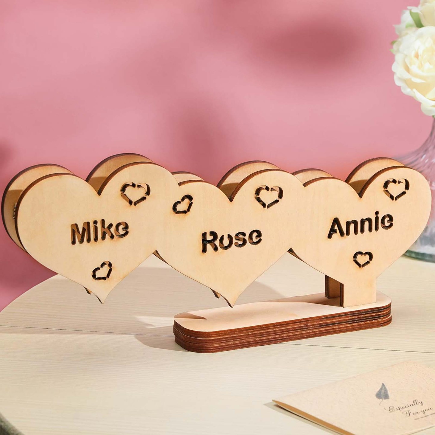 Lampe En Forme De Cœur En Bois Avec Nom Personnalisé, Décoration De Maison, Cadeaux De Réchauffement De La Maison - votrecollierprenomfr