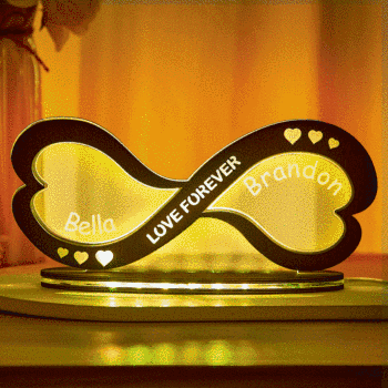 Lampe Acrylique Personnalisée Avec Noms De Couple, Décoration De Maison, Symbole Infini Personnalisé, Veilleuse En Bois, Cadeaux D'anniversaire - votrecollierprenomfr