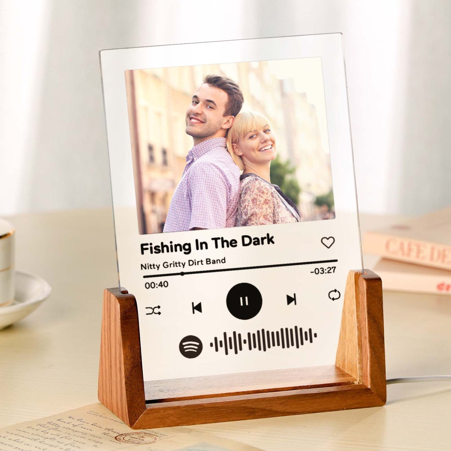 Plaque De Chanson En Acrylique Avec Photo Personnalisée, Code De Musique Spotify Personnalisé, Lampe Veilleuse, Cadeau D'anniversaire - votrecollierprenomfr