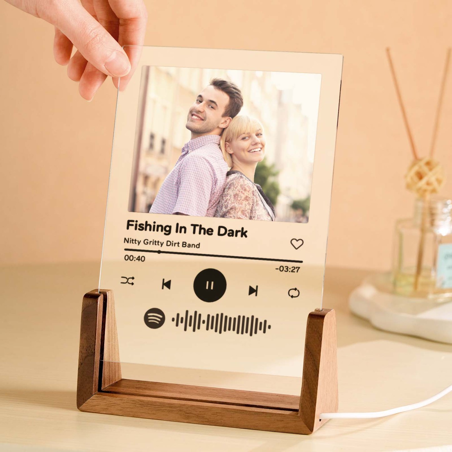 Plaque De Chanson En Acrylique Avec Photo Personnalisée, Code De Musique Spotify Personnalisé, Lampe Veilleuse, Cadeau D'anniversaire - votrecollierprenomfr