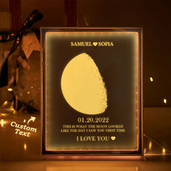 Phase De Lune Personnalisée Et Noms, Veilleuse Avec Cadre De Miroir, Lampe, Cadeaux Pour La Maison - votrecollierprenomfr