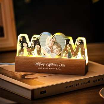 Maman, Tout Ce Que Je Suis, C'est Grâce À Toi, Mois De Naissance, Fleur, Téléchargement De Photo, Veilleuse Led Personnalisée, Cadeau De Fête Des Mères - votrecollierprenomfr