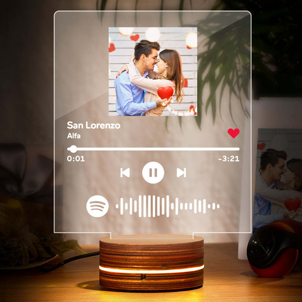 Photo Personnalisée Spotify Code Veilleuse Chanson Personnalisée Lampe Couples Cadeau - votrecollierprenomfr
