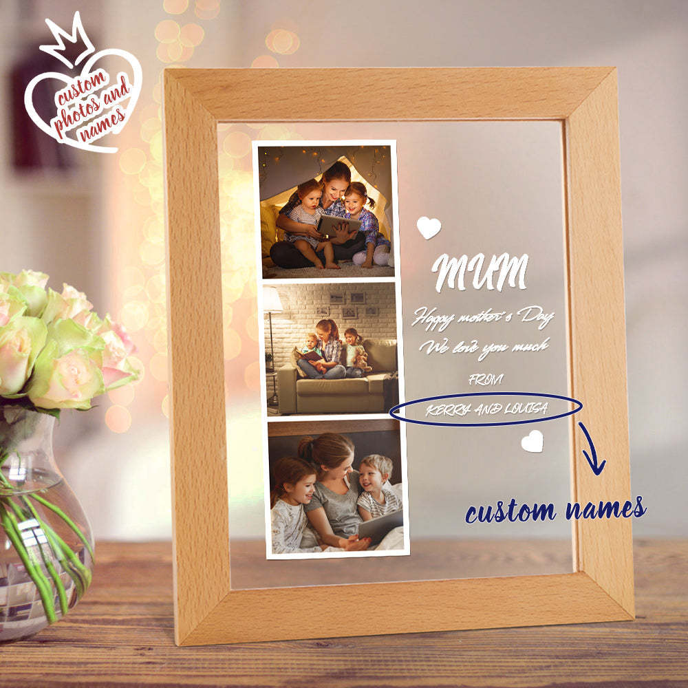 Photo Personnalisée Et Nom Veilleuse Acrylique Cadeau De Fête Des Mères Pour Maman - votrecollierprenomfr