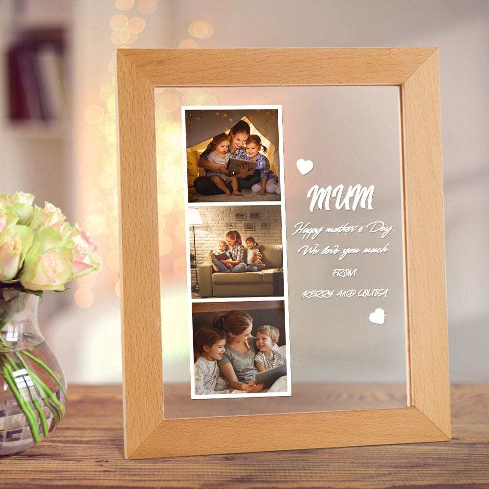 Photo Personnalisée Et Nom Veilleuse Acrylique Cadeau De Fête Des Mères Pour Maman - votrecollierprenomfr
