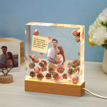 Veilleuse Photo Personnalisée Carrée Cadeaux De Saint Valentin En Trois Dimensions - votrecollierprenomfr