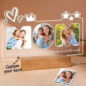 Veilleuse Acrylique Personnalisée Cadeaux De Lampe Photo Maman Personnalisés Pour La Fête Des Mères - votrecollierprenomfr