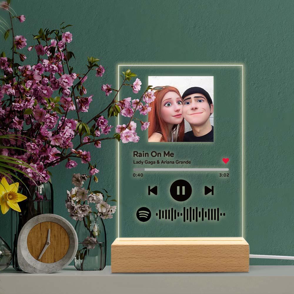 Scannable Spotify Code Comic Filtre Plaque Porte-clés Musique Et Photo Acrylique Cadeaux Pour Couple - votrecollierprenomfr