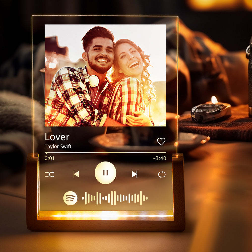 Porte-clés À Code Spotify Scannable Personnalisé Plaque Spotify Personnalisée Veilleuse Photo Personnalisée Cadeau De Noël - votrecollierprenomfr