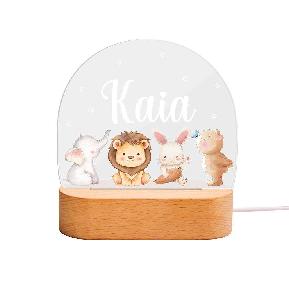 Nom Personnalisé Animaux Mignons Veilleuse Nom Personnalisé Chambre De Bébé Lampe Cadeau Pour Les Enfants - votrecollierprenomfr