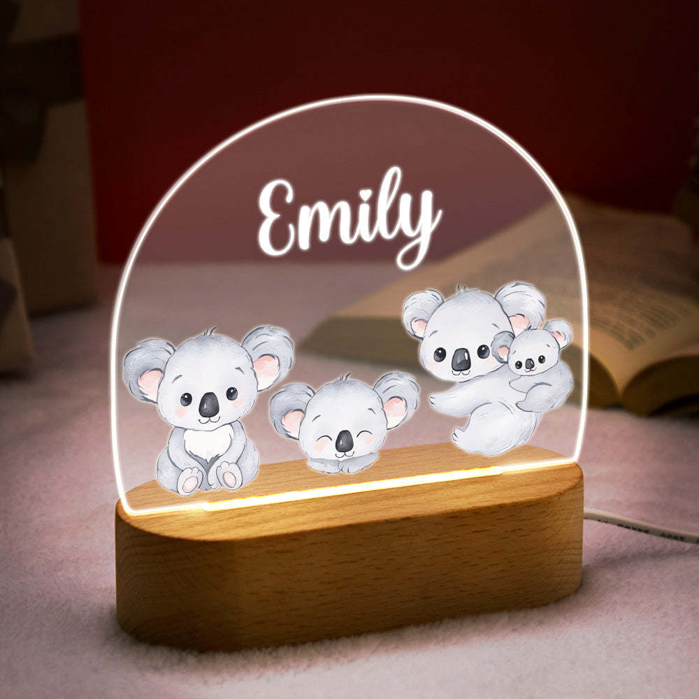 Nom Personnalisé Bébé Koala Veilleuse Nom Personnalisé Chambre De Bébé Lampe Cadeau Pour Les Enfants - votrecollierprenomfr