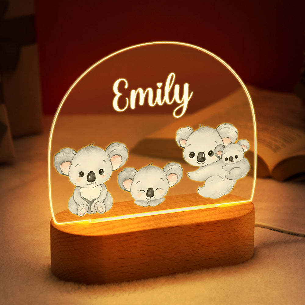 Nom Personnalisé Bébé Koala Veilleuse Nom Personnalisé Chambre De Bébé Lampe Cadeau Pour Les Enfants - votrecollierprenomfr