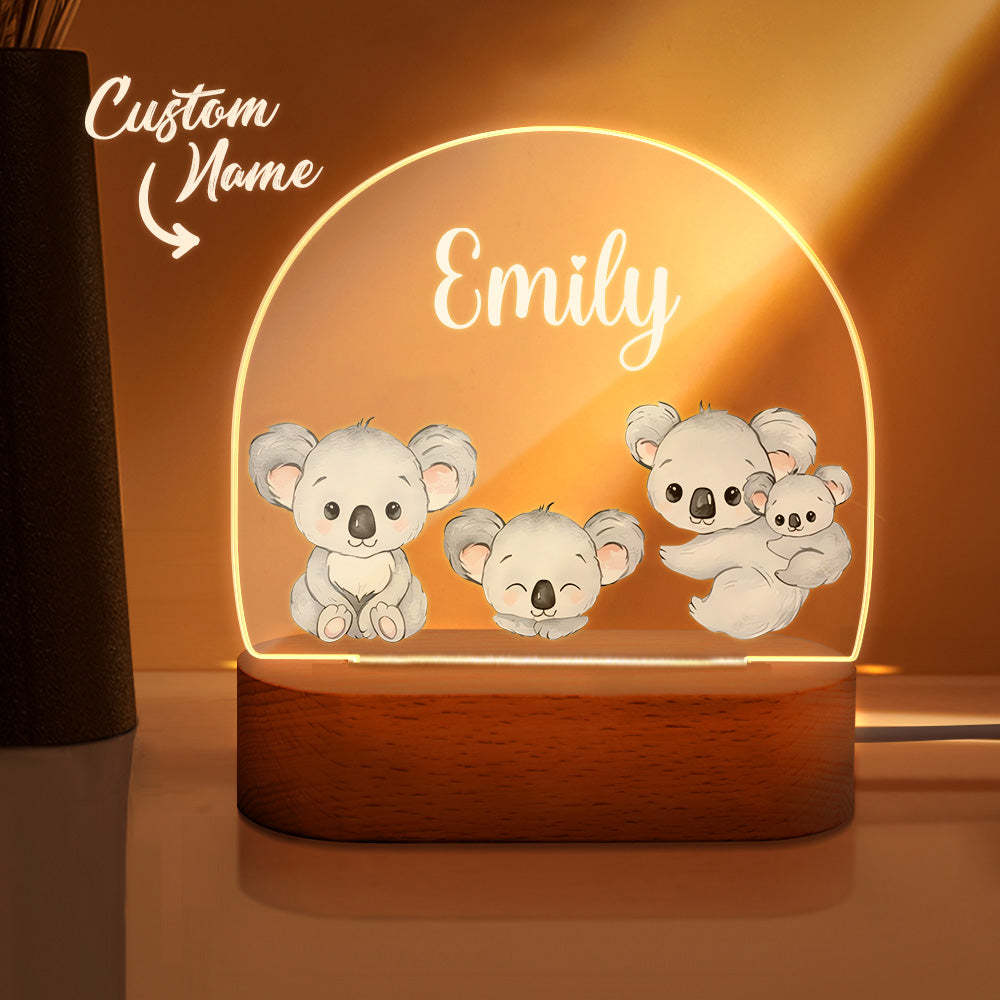 Nom Personnalisé Bébé Koala Veilleuse Nom Personnalisé Chambre De Bébé Lampe Cadeau Pour Les Enfants - votrecollierprenomfr