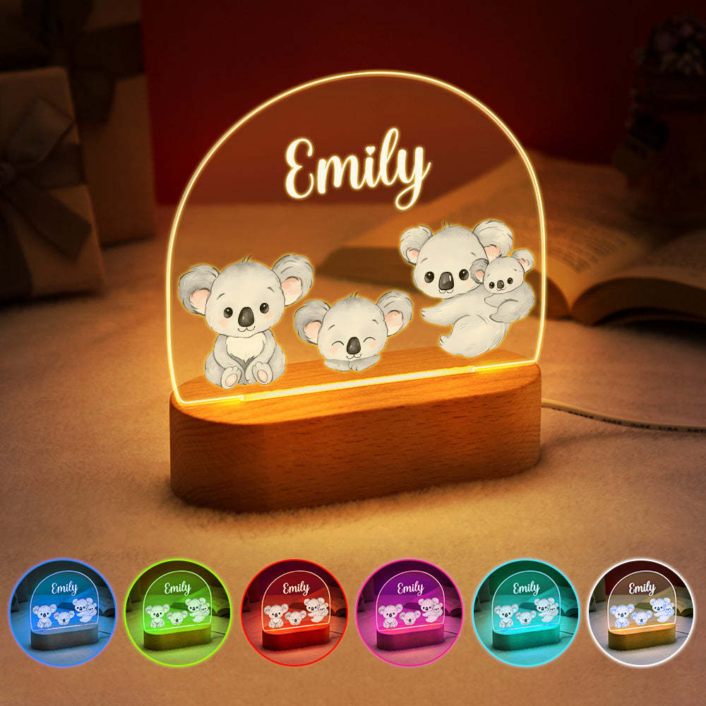 Nom Personnalisé Bébé Koala Veilleuse Nom Personnalisé Chambre De Bébé Lampe Cadeau Pour Les Enfants - votrecollierprenomfr