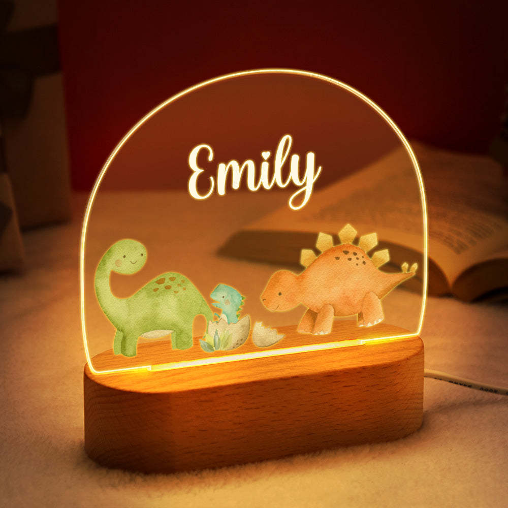 Nom Personnalisé Bébé Dinosaure Veilleuse Nom Personnalisé Chambre De Bébé Lampe Cadeau Pour Les Enfants - votrecollierprenomfr