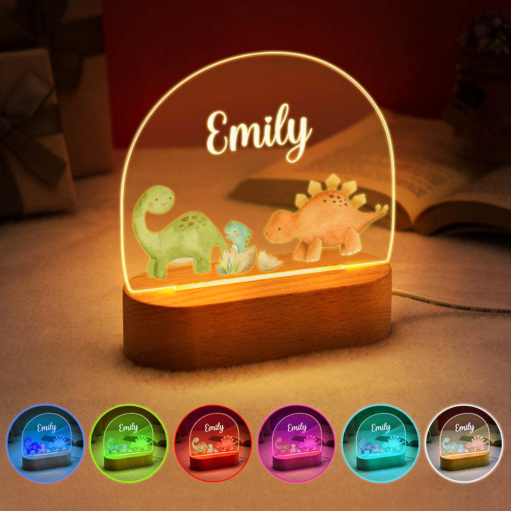 Nom Personnalisé Bébé Dinosaure Veilleuse Nom Personnalisé Chambre De Bébé Lampe Cadeau Pour Les Enfants - votrecollierprenomfr
