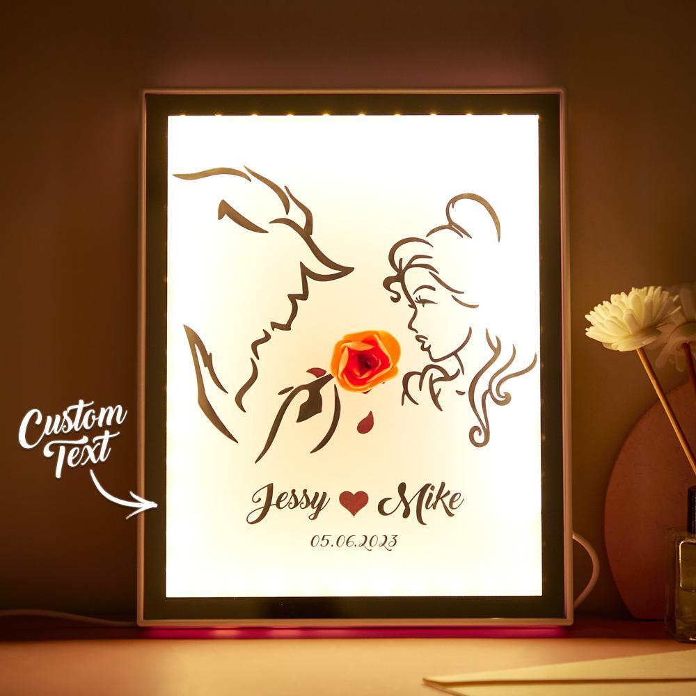 Cadre Photo De Couple Personnalisé Avec Lumière, Cadeau Parfait Pour Un Anniversaire De Famille, Un Anniversaire De Noël - votrecollierprenomfr