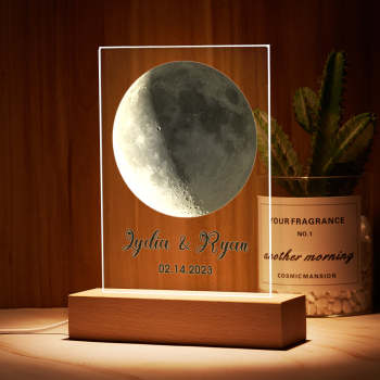 Porte-clés Veilleuse En Acrylique Personnalisé, Plaque La Lune Le Jour De Votre Naissance, Cadeaux De Saint-valentin - votrecollierprenomfr
