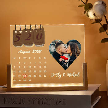 Lampe Photo Personnalisée En Forme De Cœur, Calendrier De Compte À Rebours Personnalisé, Veilleuse - votrecollierprenomfr