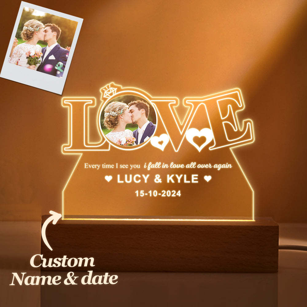 Veilleuse Personnalisée En Acrylique Avec Photo, Cadeaux Romantiques Pour La Saint-valentin, Pour Amoureux - votrecollierprenomfr
