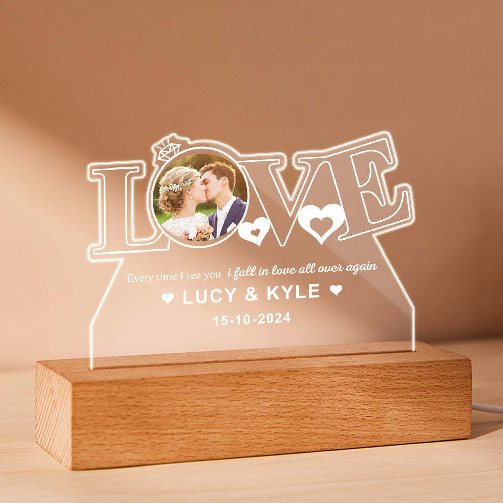 Veilleuse Personnalisée En Acrylique Avec Photo, Cadeaux Romantiques Pour La Saint-valentin, Pour Amoureux - votrecollierprenomfr