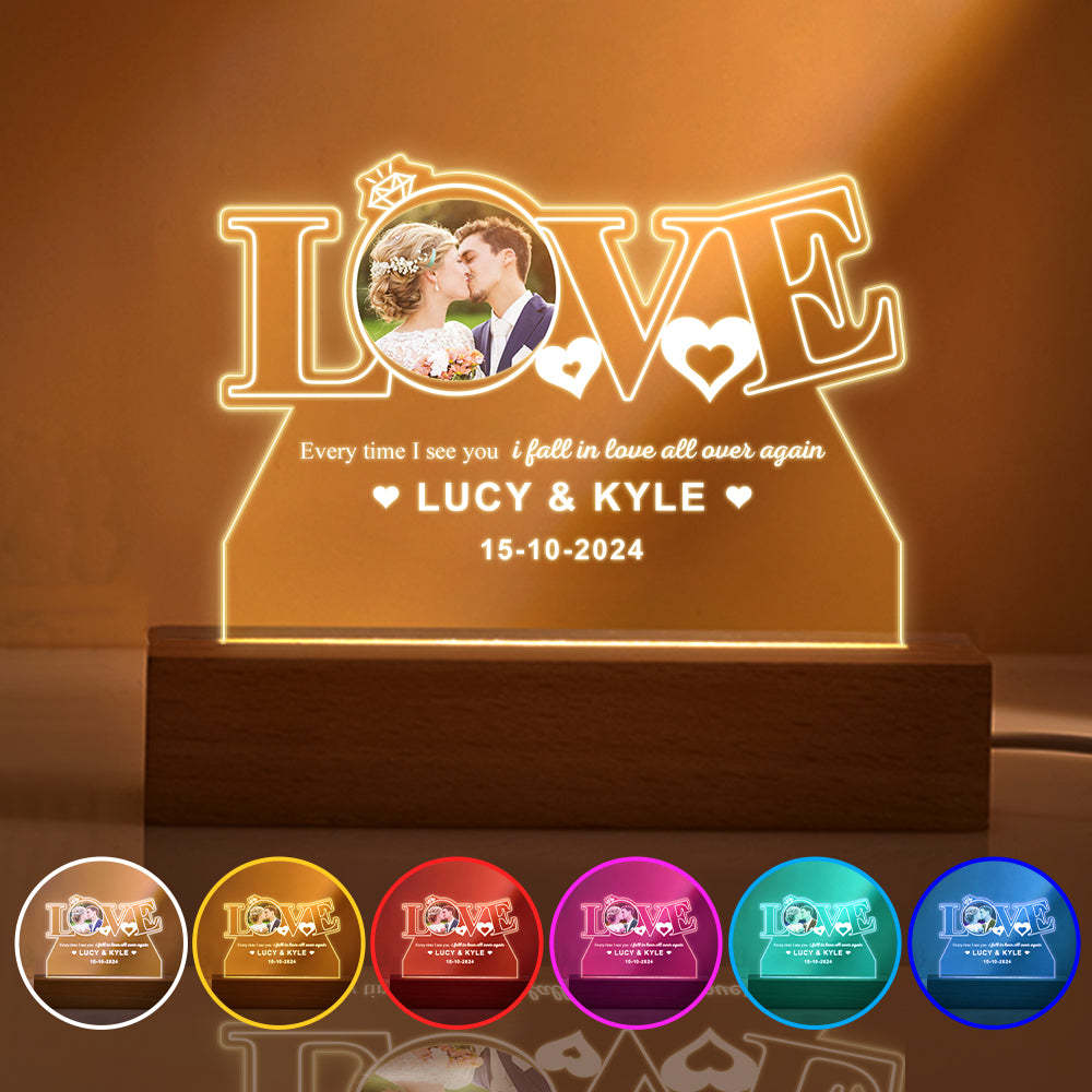 Veilleuse Personnalisée En Acrylique Avec Photo, Cadeaux Romantiques Pour La Saint-valentin, Pour Amoureux - votrecollierprenomfr