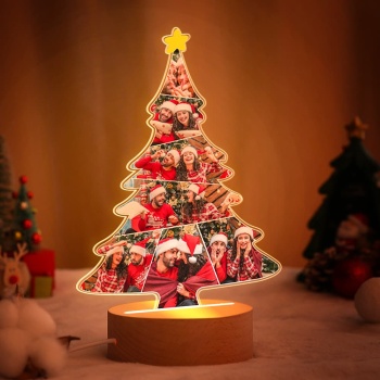 Lampe Led Personnalisée Pour Arbre De Noël, Veilleuse En Acrylique Avec Photo Personnalisée - votrecollierprenomfr