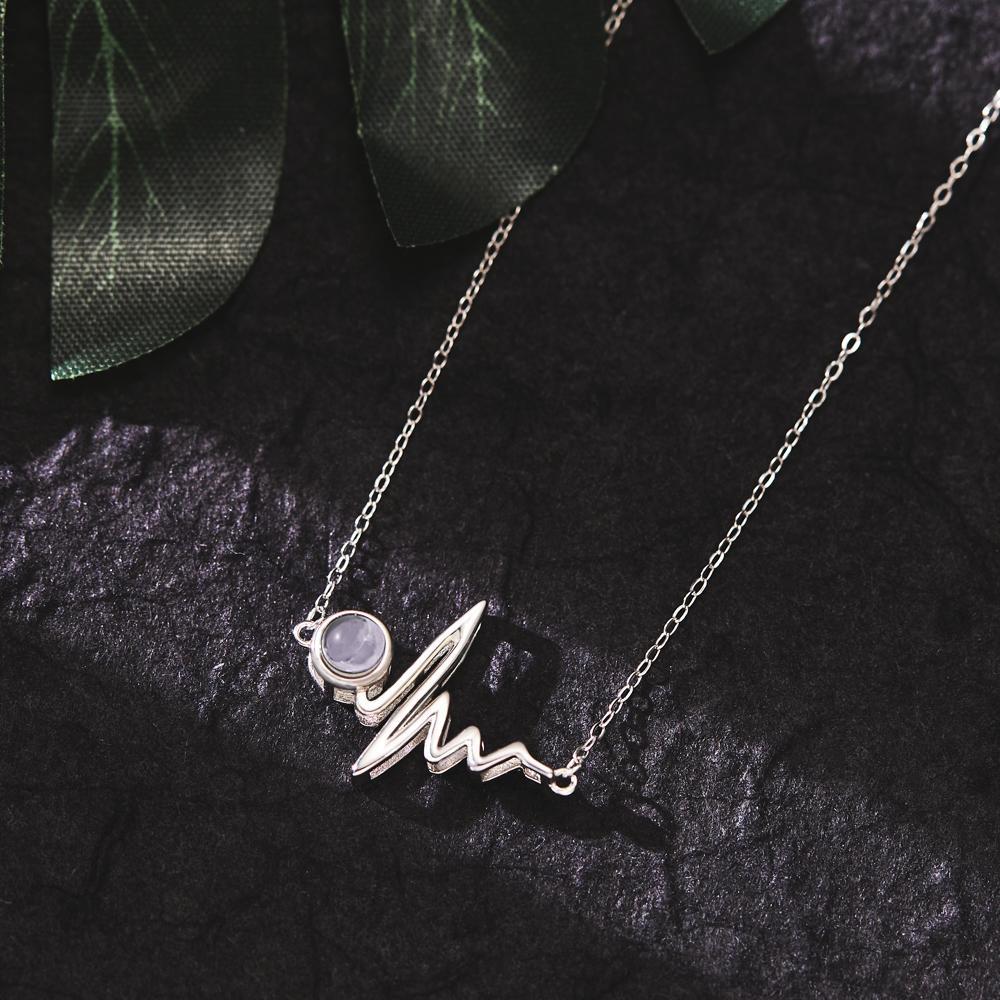 Collier De Projection De Photo Personnalisé Collier De Projection De Photo Heartbeat Cadeau Créatif - votrecollierprenomfr
