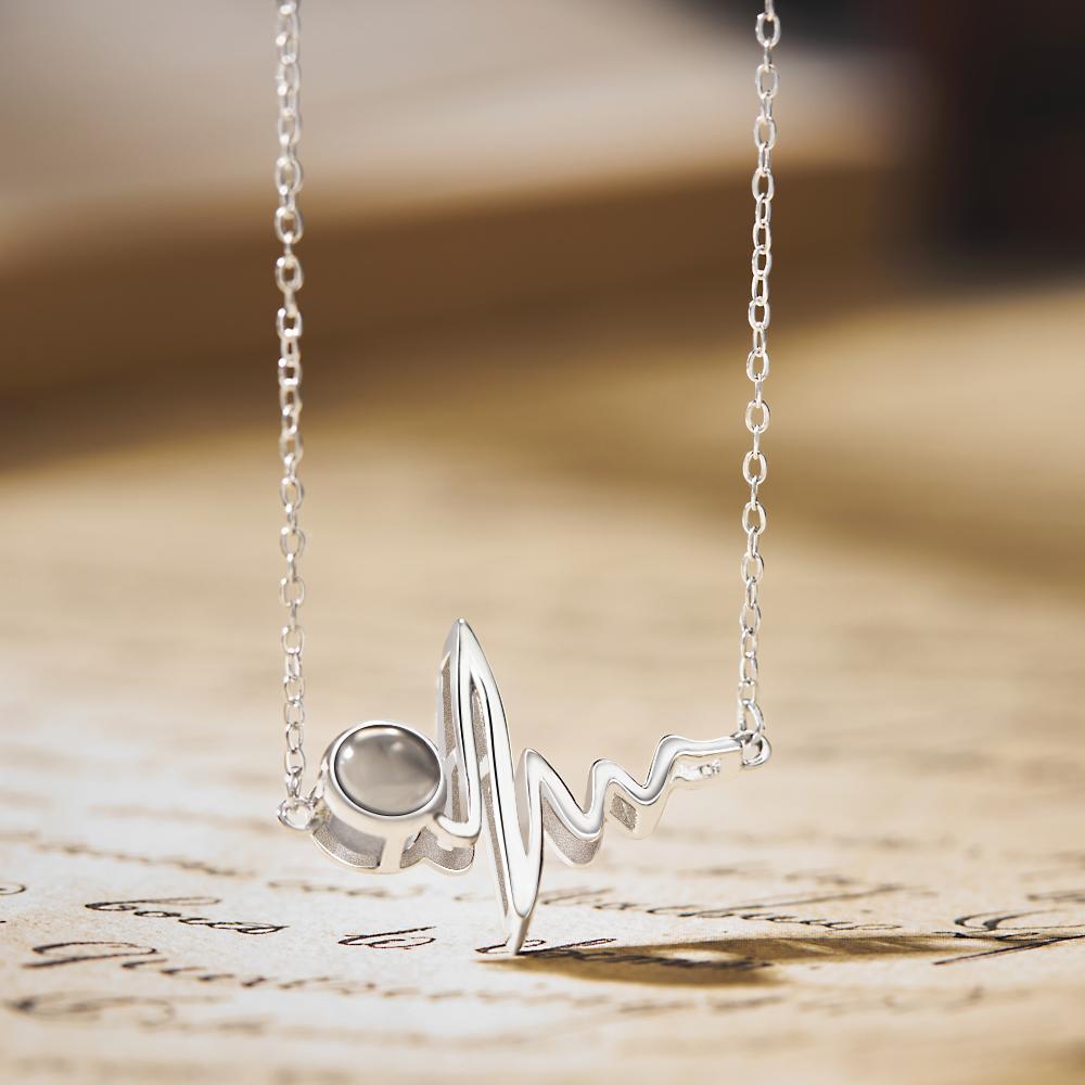 Collier De Projection De Photo Personnalisé Collier De Projection De Photo Heartbeat Cadeau Créatif - votrecollierprenomfr