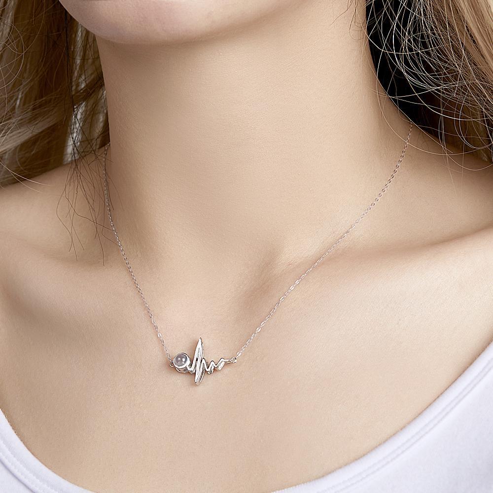 Collier De Projection De Photo Personnalisé Collier De Projection De Photo Heartbeat Cadeau Créatif - votrecollierprenomfr