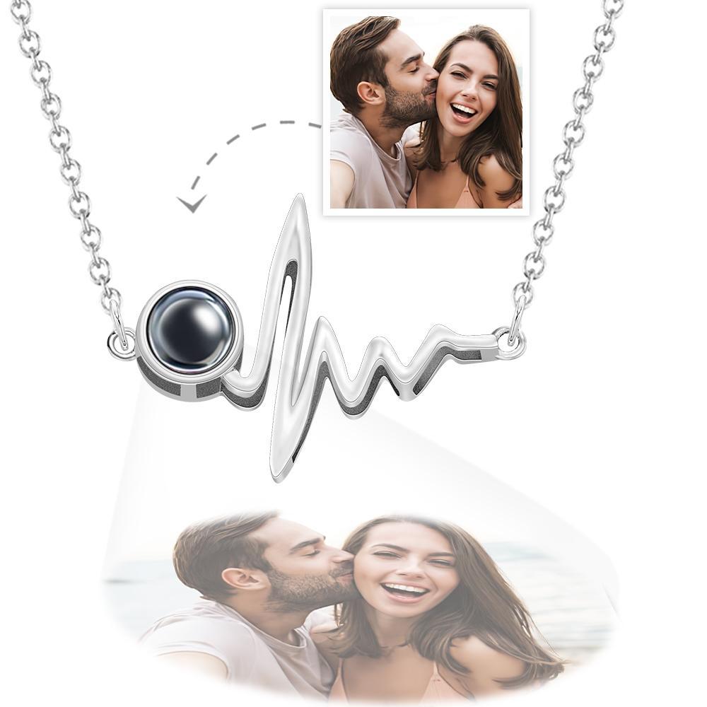 Collier De Projection De Photo Personnalisé Collier De Projection De Photo Heartbeat Cadeau Créatif - votrecollierprenomfr
