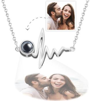 Collier De Projection De Photo Personnalisé Collier De Projection De Photo Heartbeat Cadeau Créatif - votrecollierprenomfr