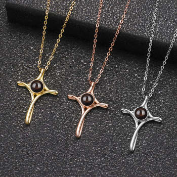 Collier De Projection Personnalisé Collier Pendentif Croix Cadeau Pour Elle - votrecollierprenomfr