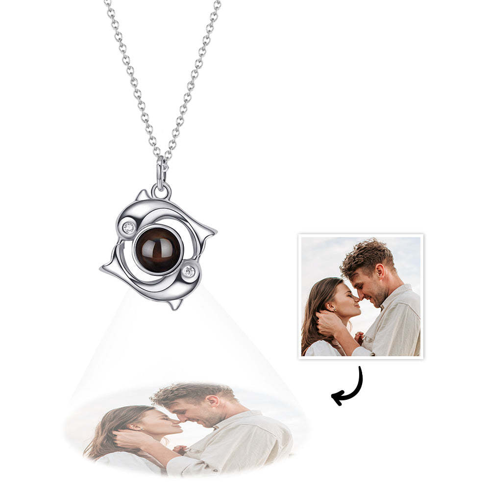 Collier De Projection Personnalisé, Pendentif En Forme De Dauphins, Cadeau Pour Elle - votrecollierprenomfr