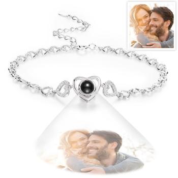 Bracelet Personnalisé À Maillons En Forme De Cœur Avec Projection De Photos, En Argent Sterling, Cadeau De Noël - votrecollierprenomfr