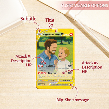 Carte Pokémon Pour La Fête Des Pères, Carte Pokémon Personnalisée, Cadeau Pour Papa, Cadeau De Fête Des Pères, Cadeau Pokémon Personnalisé - votrecollierprenomfr
