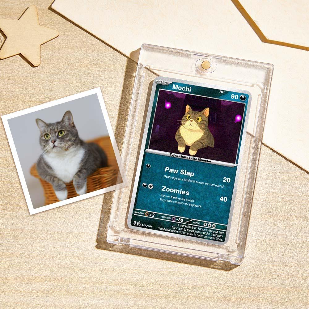Carte À Collectionner Personnalisée Avec Photo – Poster Personnalisé Style Dessin Animé Pour Les Amoureux Des Chats - votrecollierprenomfr